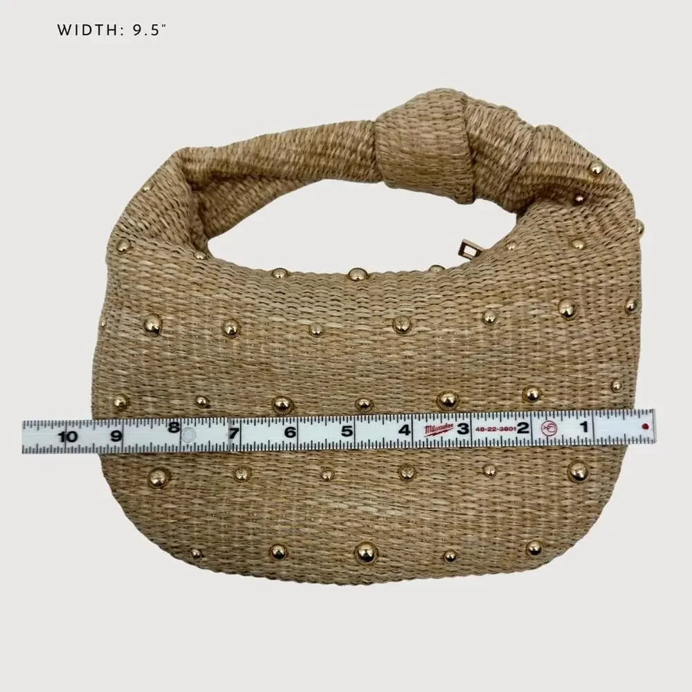 Urban Expressions Raffia Top Knot Bag Studded straw bag NWOT - Picture 5 of 7